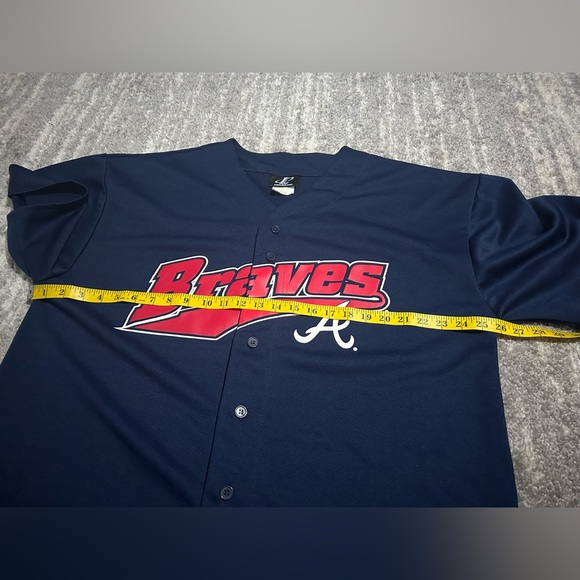 Vintage 1999 Atlanta Braves Jersey Logo Athletics Blue Red Sz XL MLB Baseball - Picture 6 of 9